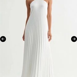 Selezza London White Pleated Halter Backless Maxi Dress Size S